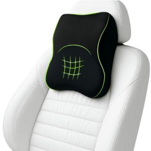 BEAN LAB Car Neck Rest Pillow | Premium Blue Memory Foam Neck Pillow for Car Comfort and Support | Luxurious Neck Rest for Car Seats to Relieve Neck Pain, Improve Posture & Enhance Driving Experience