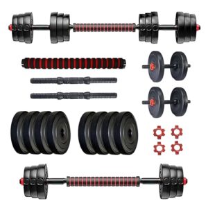 Protoner PVC 3 in 1 convertible DM 4-40 Kg Dumbbells Set and Fitness Kit for Men and Women Whole Body Workout (20 kg (2 kg x 4, 3 kg x 4), 3 in 1 convertible) Black