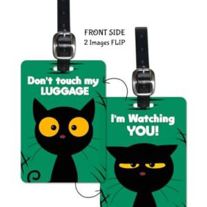 Lentikart 3D Lenticular Luggage Tag Single Piece | Cat | Luggage/Bag/Travel ID Label Tags for Suitcase & School Bags