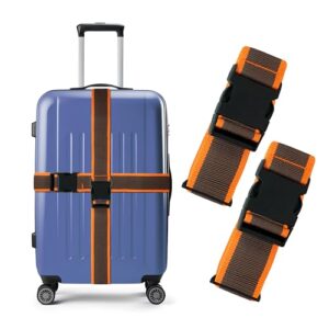 Storite Pack of 2 Luggage Strap | Luggage Belt for Suitcase & Trolley Bags | Travel Belt with Quick Release Adjustable Buckle for Suitcase | Orange Gray