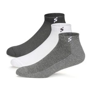 Supersox Men's Cotton 3 Pair Combo Sports Calf Length Socks - Half Terry Cushioned, Anti Odour & Anti Bacterial For Sneaker & Running Workout, Ideal Socks For Summer (Pack Of 3), Assorted