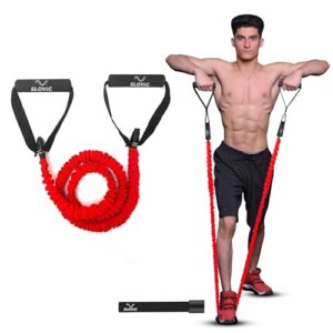 SLOVIC Resistance Tube with Nylon Covering [Red 15kg]| Resistance Band Set & Exercise Bands for Workout| Resistance Band for Pull Up| Gym Equipment for Home Workout| More Durable Resistance Tube