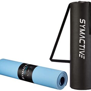 Amazon Brand - Symactive 6mm Anti-Skid Lightweight Dual Color LDPE + EVA Yoga Mat with Carry Bag (Sky/Navy Blue)