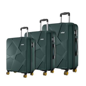 Safari Pentagon Pro 8 Wheels Set of 3 (Cabin + Medium + Large) Trolley Bags, Hard Case Polypropylene, 360º Wheeling Luggage, Travel Bag, Suitcase for Travel, Trolley Bags for Travel, Dusk Green