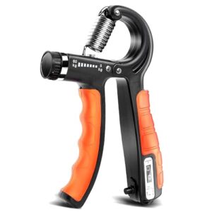 GetFit Premium Hand Grip Exerciser with Adjustable Resistance (10-40 kg) - Forearm Strengthener and Muscle Builder, Orange (Pack of 1)