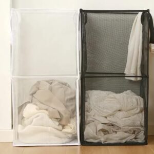 Homenity® - Foldable Dirty Laundry Clothes Basket Fabric Grid Household Clothes Storage Large Capacity Bathroom Finishing Storage Basket Bag [pack of 1]