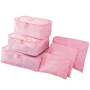 UNIQUE GADGET 6pcs Packing Cubes Portable Travel Storage Bag Organiser Luggage Suitcase Compression Pouches Luggage Organiser Laundry Bag - TRLDBAGPK-1, Pink, M