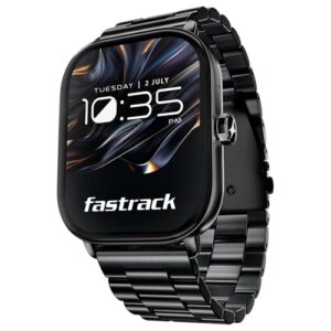 Fastrack Radiant FX2 2.04" AMOLED Smart Watch with BT Calling, Voice Assistant, Functional Crown, Metal Alloy Case, 100+ Sports Modes, SpO2, AOD – Smartwatch for Men and Women (Black)