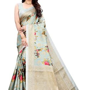 Yashika Women's Art Silk Saree With Blouse Piece (Pudina Blue_Blue)