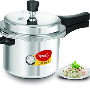 Pigeon by Stovekraft Deluxe Aluminium Outer Lid Pressure Cooker, 3 Litres, Silver