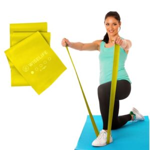 Wiselife Professional Latex Resistance Thera Band Extra Light| 48x4 inch | 100% Natural Latex Resistance Band | for Warm-Up, Stretching, Strength Training, Exercise, Gym Workout & Yoga (Yellow)