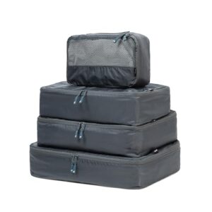 Destinio Packing Cubes for Travel, 6 in 1 Water Resistant Travel Organizer Pouch Set (4 Cubes+ Drawstring Bag+ Cosmetic Pouch), Luggage Suitcase Wardrobe Organiser Bags for Clothes Shoes (Blue)