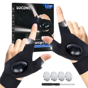 Lucdnc LED Flashlight Gloves - Hands-Free Lights for Fishing, Camping, Repairing - Cool Gadget and Unique Gift for Men, Adults - Christmas Stocking Stuffer