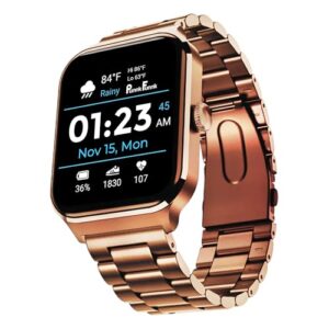 PunnkFunnk NeoLux 1.96” HD Display Smartwatch for Men & Women 2025 with 110+ Sports Modes, Heart Rate, Sleep Monitor, IP68 Waterproof, Answer/Make Calls for Android & iOS(Metal Gold)