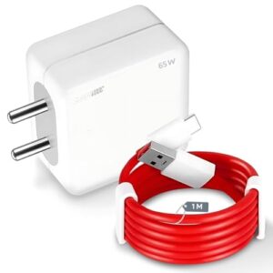 One pluss 65W Fast Charger & USB A to Type C Cable Combo,Supports Warp, SuperVOOC, Dash, Fast & Super Fast Charging, Charger Adapter Designed for One Plus & Other Type C Smartphones-65 W, White