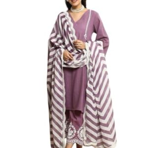 PRIME SELECTIONS Women's Embroidered Kurta & Pant with Dupatta Set Size -XXL Pink