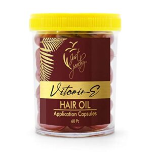 Just Peachy Advanced Care Vitamin E & Aloe vera Hair Oil | Enriched with Vitamin-E & AloeVera | Application Capsule | For Dry & Damaged Hair | 100% Vegan | Sulfate & Paraben Free | 60 capsules (Maroon)