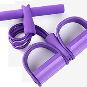 SPRADE Multifunction Tension Rope, 6-Tube Elastic Yoga Pedal Puller Resistance Band, Natural Latex Tension Rope Fitness Equipment, for Abdomen/Waist/Arm/Leg Stretching Slimming Training (Purple)
