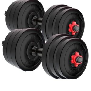 SX Fitness 20 Kg (3kg x 4 + 2kg x 4) Adjustable PVC Dumbbells Weights With Dumbbells Rods For Home Gym & Strength Training, (Black)
