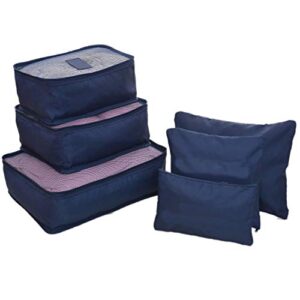 UNIQUE GADGET 6pcs Packing Cubes Portable Travel Storage Bag Organiser Luggage Suitcase Compression Pouches Luggage Organiser - TRLDBAGNV, Navy Blue, Medium