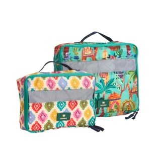 Chumbak Vacay Travel Organizer Set - Set of 2, Jaipurscape, Digital Nomad, 2 pcs Set Travel Organizer Packing Cubes, Lightweight Travel Luggage Organizers or Toiletry Bag