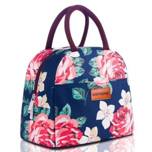 VR PRIME Polyester Lunch Tiffin Bag for Office Women | Tiffin Insulated Handbag for for Lunch Box | School, Office, Outdoor (Navy Rose), 7 Liters