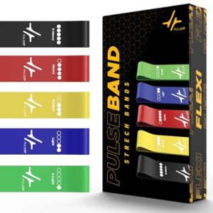 PulseIT Resistance Bands Set for Men & Women – Pack of 5 Loop Bands for Workout, Yoga, Stretching, Booty & Strength Training | Home/Gym Fitness Equipment for HIPS, Glutes, Squats & Rehab