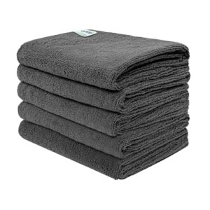 SOFTSPUN Microfiber Cloth - 5 pcs - 40x60 cms - 340 GSM Grey - Thick Lint & Streak-Free Multipurpose Cloths - Automotive Microfibre Towels for Car Bike Cleaning Polishing Washing & Detailing