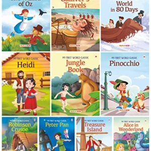 Story Books for Kids - World Classic (Abridged) (Set of 10 Books) (Illustrated) - Moral Stories - Bedtime Children Story Book - Read Aloud to Infants, Toddlers - Alice in Wonderland, …, Heidi, Jungle Book, Robinson Crusoe