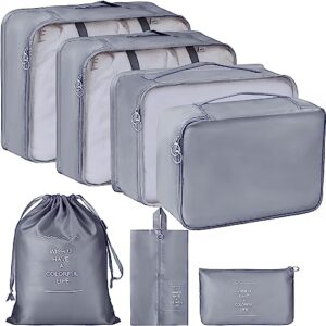 PETRICE Travel Organizer Pouch Packing Cubes for Travel Essentials Toiletry Bag, Travel Luggage Organizers with Laundry Bag Travel Pouch, Packing Cubes Organizer (Grey)