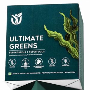 U Y ULTIMATE YOU Greens Vitamin Supplements|Lemon Flavour|Superfood 210G (30 Servings)|Improves Immunity,Gut Health & Digestion|40+ Ingredients-Greens,Fruits,Herbs,Multivitamins & Probiotic|Powder