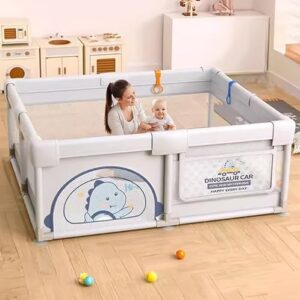 StarAndDaisy Playpen for Kids, Portable Baby Activity with Safety Lock & Suction Cup, Play Gate Fence for Kids, Toddlers -Indoor Activity Suitable for Babies Up to 4 Yrs Boys and Girls (180 * 200 cm)