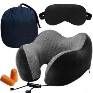 BigPlayer Neck Pillow with Eye Mask for Travel & Comfort, Car Neck Rest Car Pillow, Flight, Pillow for Neck Pain Relief, Neck Pillow for Sleeping - Includes Eye Mask, Carry Bag