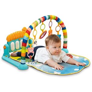 DUWOL Baby Play Mat Gym & Fitness Rack – Multi-Function Activity Center with Hanging Rattles, Lights & Musical Keyboard ABS Plastic Play Gym for Babies (Up to 2 Years, Multicolor)