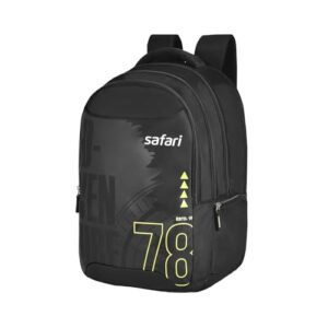 Safari Aether 38L Laptop Backpack Bag for Men and Women, Ideal for Office/School/College Boys and Girls, 4 Compartment Casual Backpack with Rain Cover, Trolley Sleeve & Organizer, Color Black