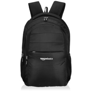 Amazon Basics 29 L 5 Compartment Laptop Backpack for Unisex | Spacious Front Pocket and Back Padding | For Travel, Outdoor, College | 33 L x 20 W x 46.5 H cm | Black