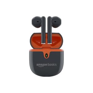 amazon basics True Wireless in-Ear Earbuds with Mic, Touch Control, IPX5 Water-Resistance, Bluetooth 5.3, Up to 30 Hours Play Time, Voice Assistance and Fast Charging (Grey)