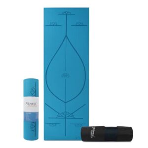 Fitness Mantra® TPE 6mm Body Alignment Lines Yoga Mat with Cover Bag for Gym Workout and Yoga Exercise for Men & Women Fitness| 1 Piece| 6mm| 24"x72"| Alignment Lines | Teal Color|