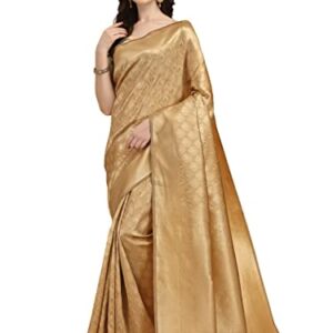 Jaanvi fashion Women's Banarsi Silk With Zari Jacquard Work Saree With Blouse Piece (prashanti-dark-gold)