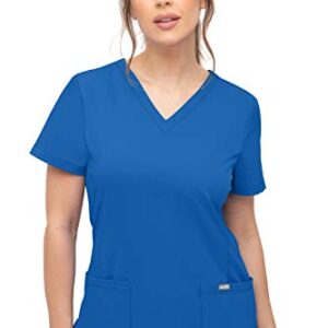 SOULFUL SCRUBS for Women 3002 Chloe 2 Pocket, Women Scrubs Top V-Neck Regular fit - Stylish Medical Scrub Tops for Women, Royal, Medium
