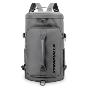 STRAPVILLA Gym Bag for Men with Shoe Compartment | Gym Bag for Women Workout | Duffle Bags for Gym | Football Gym Duffle Sports Bag for Boys | Travel Duffel Bag for Men - Storm Grey