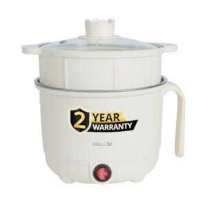 iBELL MPK150PM 600W Premium Multi-Purpose Kettle, Stainless Steel,1.5L Capacity, 2 Cooking Pots and Egg Boiler Tray (white)