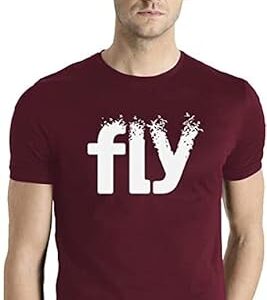 Attitude Start of Fashion Typography Men Round Neck Black T-Shirt (L) (Fly Printed Maroon T-Shirt-L)