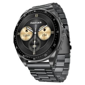 Fastrack Radiant FX1 1.43" AMOLED Metal Smart Watch with Functional Crown, BT Calling, AOD, 100+ Sports Modes, Health Tracking, IP68 Water Resistance – Smartwatch for Men & Women (Gun Grey)