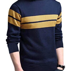EYEBOGLER Regular Fit Men's Cotton T-Shirt (M-EBT229-NBLM, Navy Blue-Light Mustard, M)