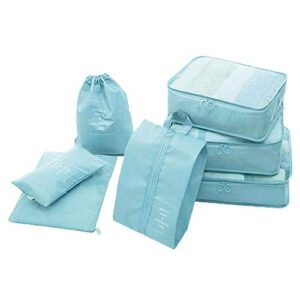 BESTOTTAM 7 Pcs Travel Luggage Packing Organizers Set with Laundry Bag with Toiletry Bag Best Use For Suitcase (MINT GREEN)