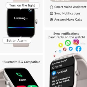 TOOBUR Smart Watch for Men Women Alexa Built-in, 1.95" Fitness Tracker with Answer/Make Calls, IP68 Waterproof/Sleep Tracker/Heart Rate/100 Sports, Fitness Watch Compatible iOS Android