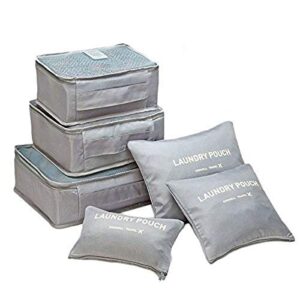 Styleys Polyester Set Of 6 Packing Cubes Travel Organizer Pouches(Grey_S1037),20 Cm,2 Cm