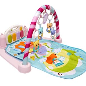 LEZOMZY 5 In 1 Indian Musical Keyboard Mat Piano For Kids Gym Mat Gym & Fitness Rack,Pack Of 1 Set With Animal Sound Effect And Music Mode, Multi-Function ABS High Grade Plastic (Pink)