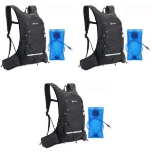 Proberos Trekking Backpack with 2L Water Bladder Waterproof Travel Pack for Hiking Camping Running Professional for Men Women Kids BPA Free 3 PCS